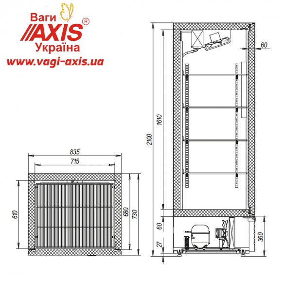 Case refrigerating Capri 0,7N stainless steel Case refrigerating Capri 0,7N stainless steel