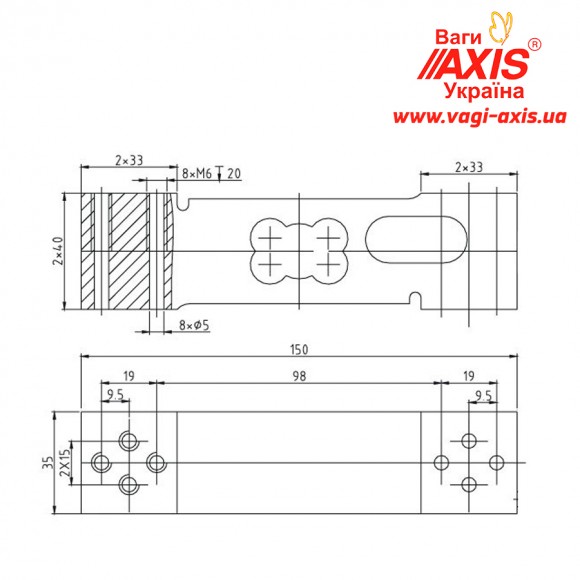 Тензодатчик Keli UDB (50,60,100,150,200,250,300,500кг)