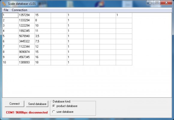 Scale database program Scale database program