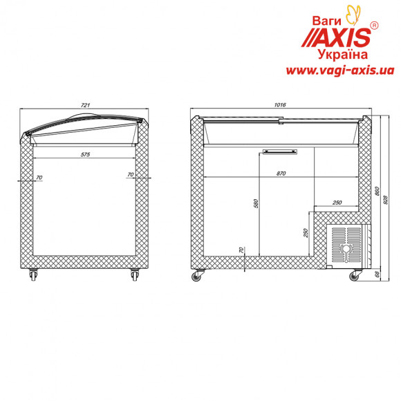 Chest freezer with bent glass Juka M300SH Chest freezer with bent glass Juka M300SH