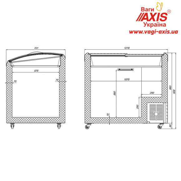 Chest freezer with bent glass Juka M400SH Chest freezer with bent glass Juka M400SH
