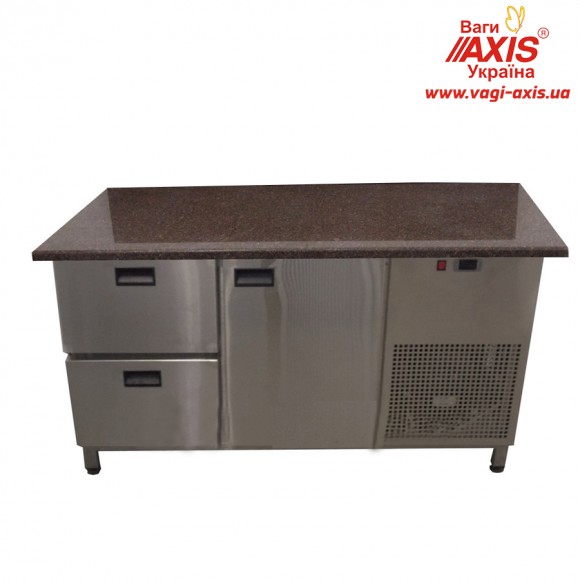 Холодильный стол Tehma с гранитной столешницей 1 дверь + 2 ящика, без борта (1400х700х850) 