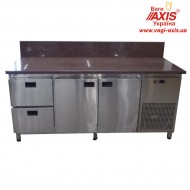 Холодильный стол Tehma с гранитной столешницей 2 двери + 2 ящика, задний борт (1860х700х850)