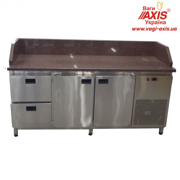 Холодильный стол Tehma с гранитной столешницей 2 двери + 2 ящика, 3 борта (1860х700х850)